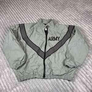 US Army Ipfu Men Jacket Medium Green Nylon Long Sleeve Windbreaker Full Zip‎